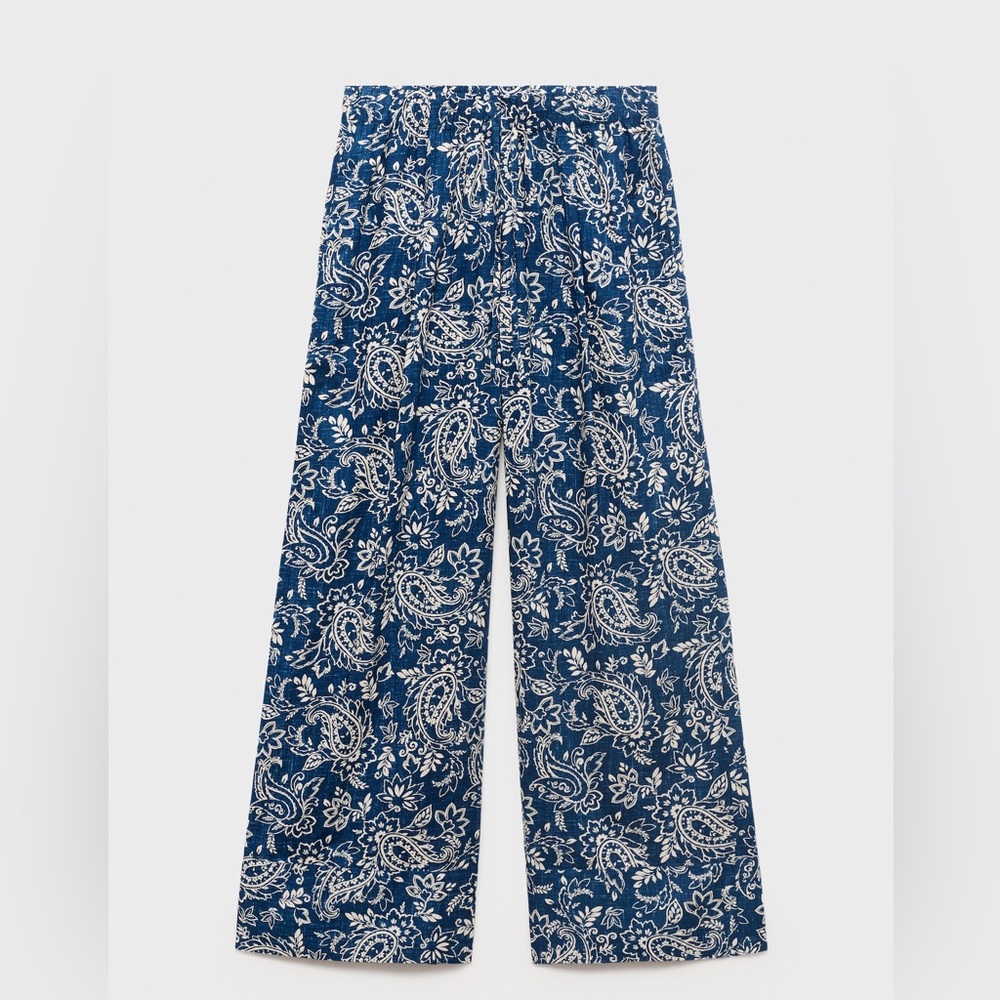 NWOT MANGO PRINTED COTTON TROUSERS SIZE S